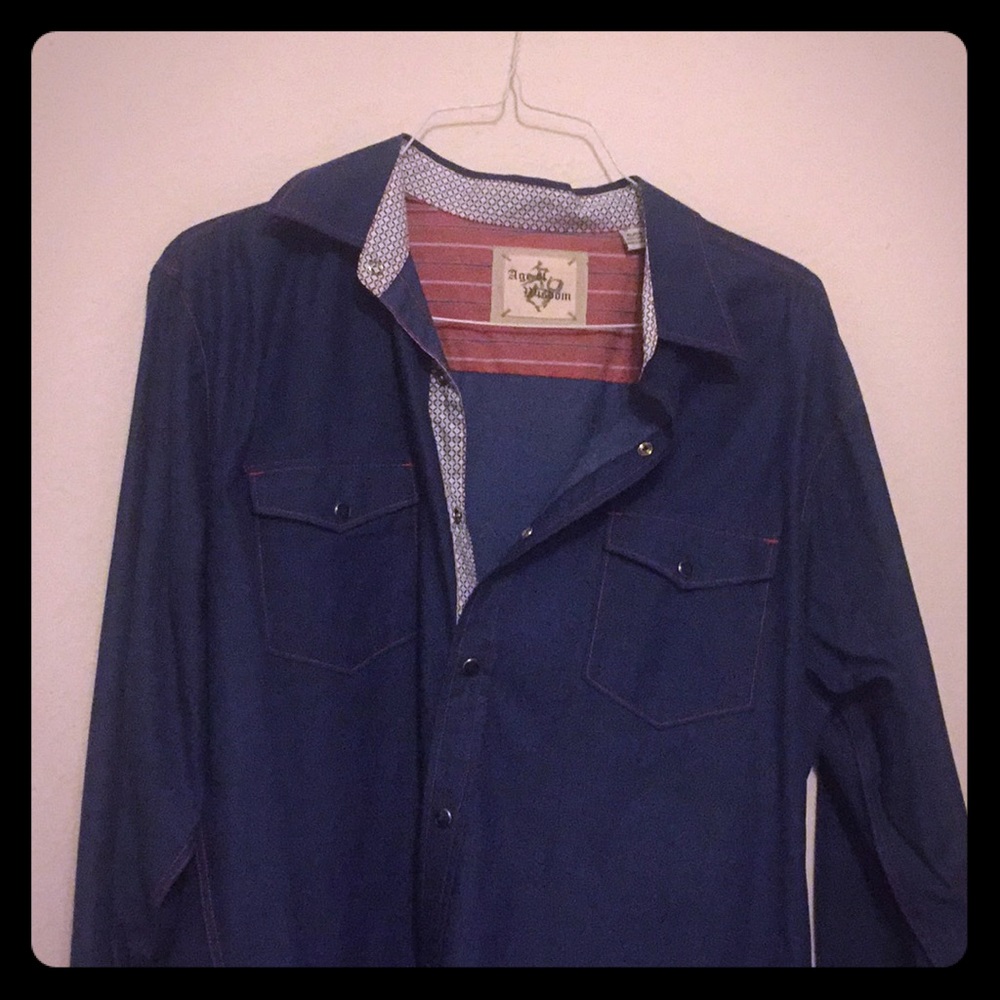 Age of wisdom button down shirt with snap buttons